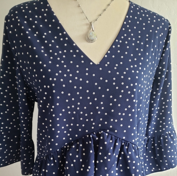 Blue Polka-dot Dress - Picture 2 of 4